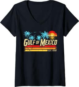 Womens Gulf of Mexico Forever Retro Vintage Beach V-Neck T-Shirt
