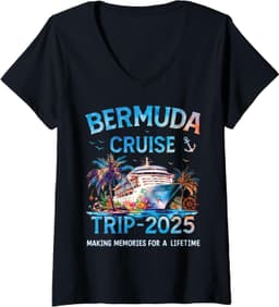Womens Bermuda Cruise Ship Trip 2025 – Cruising to Bermuda Vacation V-Neck T-Shirt