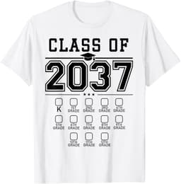 Class of 2037 grow with me checklist 12th grade kindergarte T-Shirt