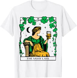 Funny Patrick's Day The Sassy Lass Tarot Card Tee T-Shirt