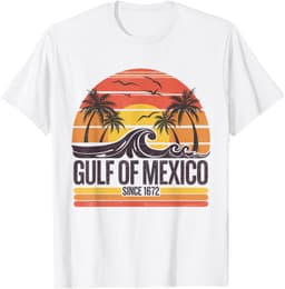 Gulf Of Mexico Since 1672 Retro Vintage Beach T-Shirt
