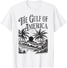 Gulf of USA America Funny USA FlagVintage Gulf of USA America Beach Palm Summer Vacation T-Shirt
