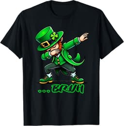 Bruh Dabbing Leprechaun Funny St Patricks Day Boys Kids T-Shirt