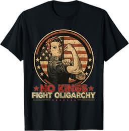 Vintage No Kings Fight Oligarchy America Flag Women Girls T-Shirt