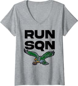 Womens RUN SQN Saquon Eagles Vintage Barkley Design 90s Graphic V-Neck T-Shirt